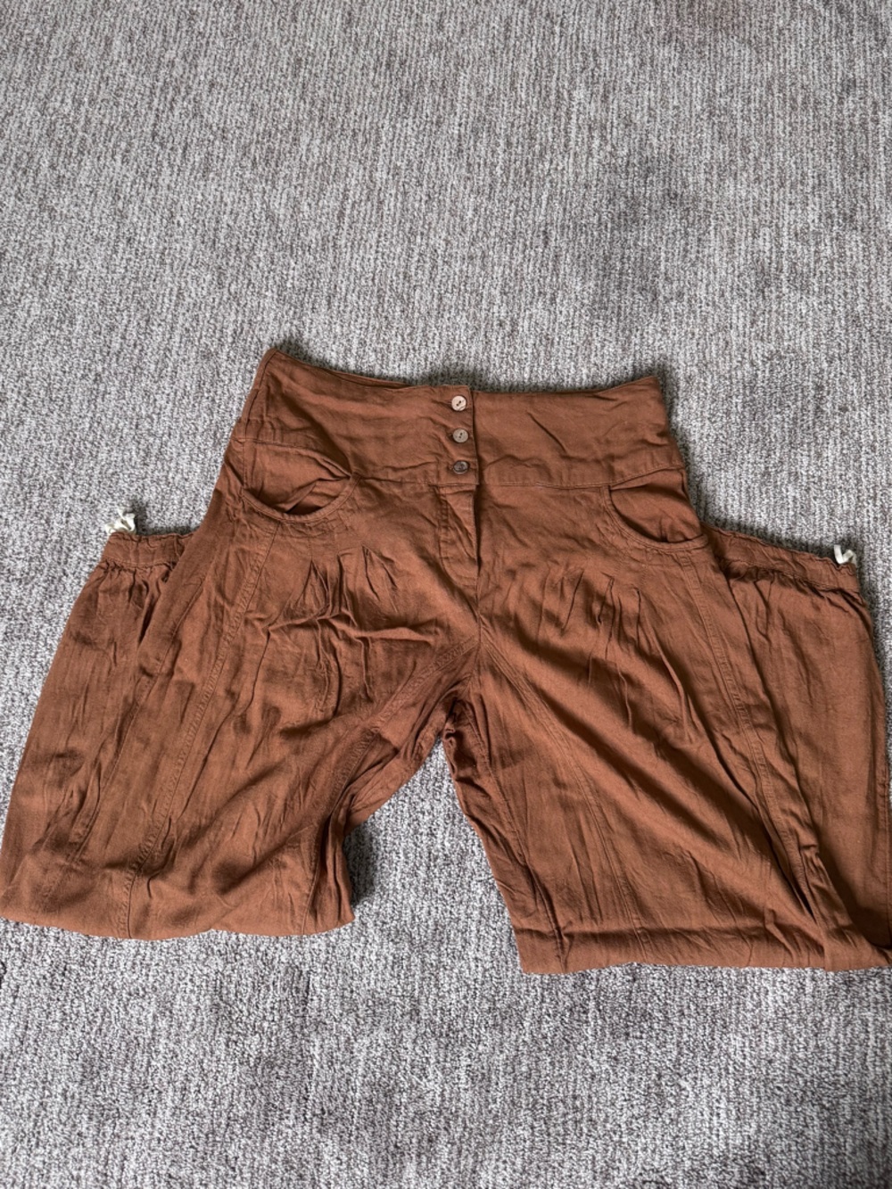 Free People Women’s Size S High Rise Wide Leg Balloon Pants Linen Blend